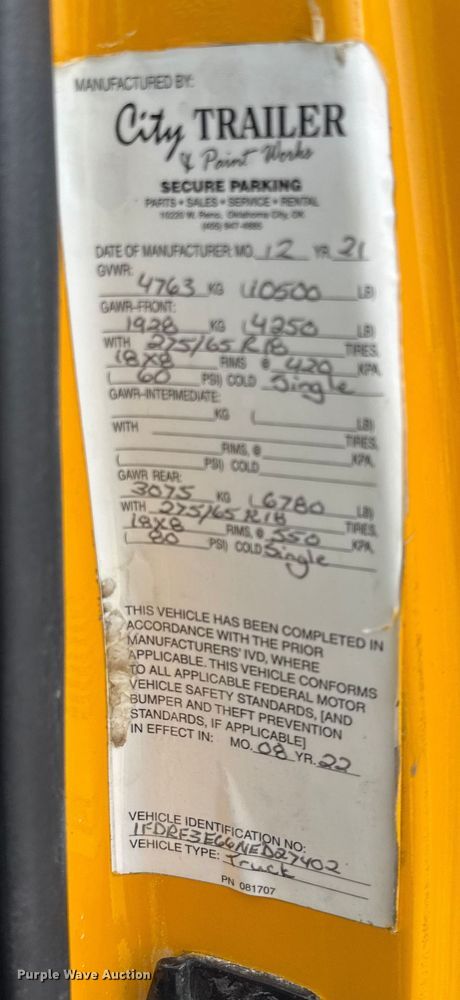 image for item EJ4789 2022 Ford F350 Super Duty utility bed pickup truck