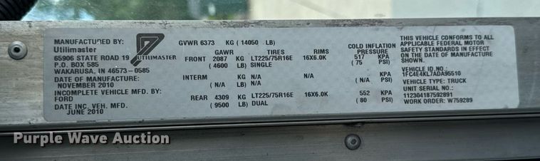 image for item EM2312 2010 Ford E450 delivery truck