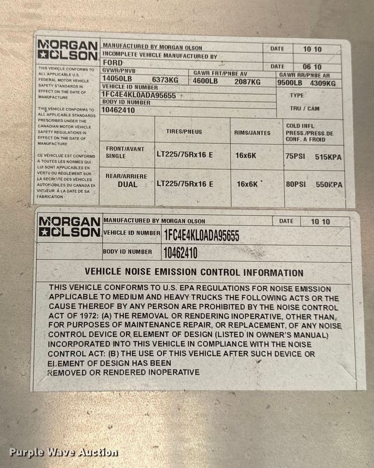 image for item EM2313 2010 Ford E450 delivery truck