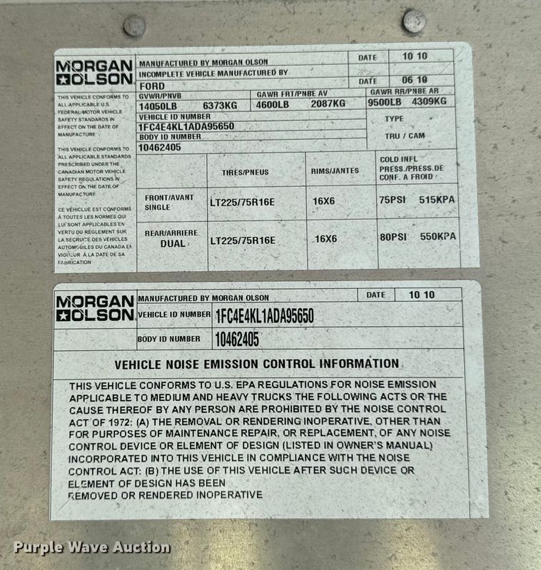 image for item EM2314 2010 Ford E450 delivery truck