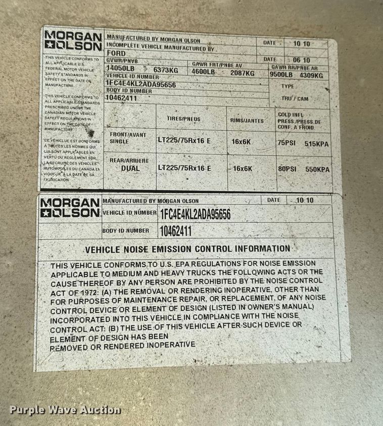 image for item EM2315 2010 Ford E450 delivery truck