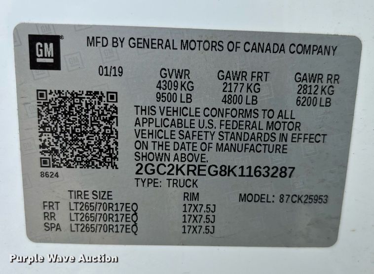 image for item EN5548 2019 Chevrolet Silverado 2500HD Double Cab utility bed pickup truck