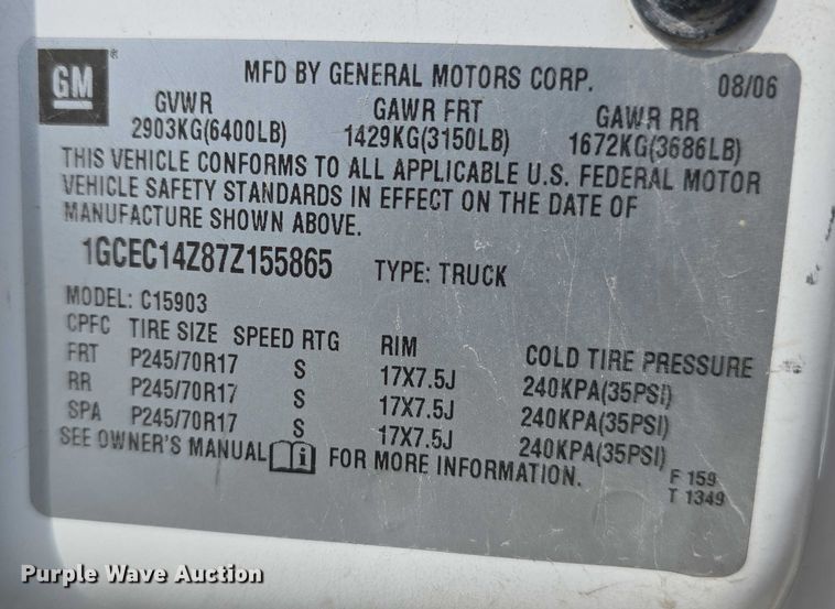 image for item EO1617 2007 Chevrolet 1500 pickup truck