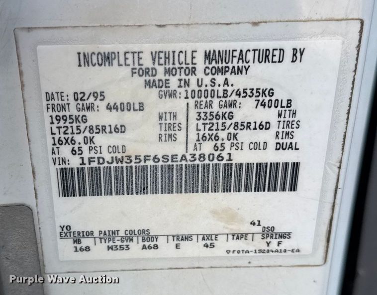 image for item ER0002 1995 Ford F350 Crew Cab dump bed pickup truck