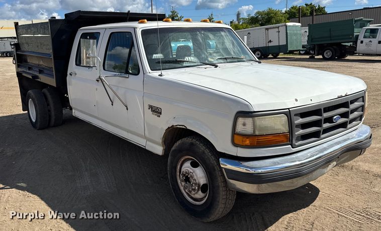 image for item ER0003 1995 Ford F350 Crew Cab dump bed pickup truck