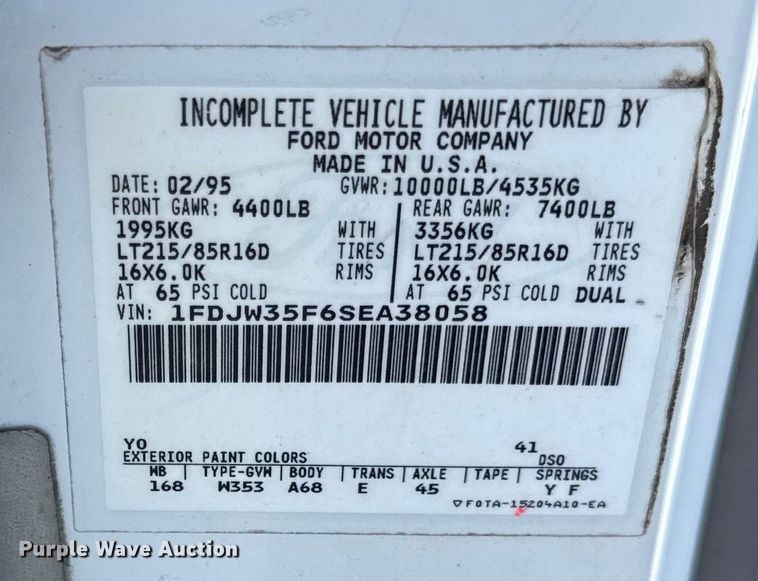 image for item ER0003 1995 Ford F350 Crew Cab dump bed pickup truck