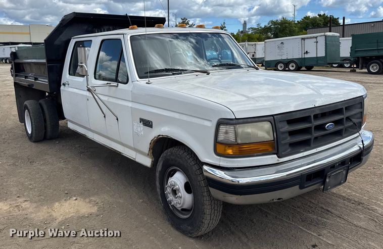 image for item ER0007 1995 Ford F350 Crew Cab dump bed pickup truck