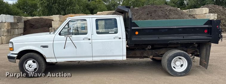 image for item ER0007 1995 Ford F350 Crew Cab dump bed pickup truck