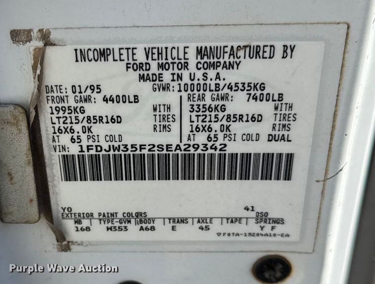 image for item ER0007 1995 Ford F350 Crew Cab dump bed pickup truck