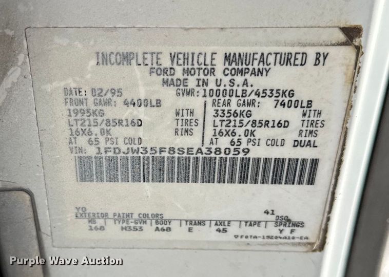 image for item ER0008 1995 Ford F350 Crew Cab dump bed pickup truck