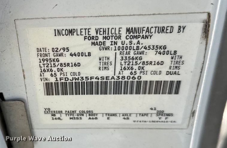 image for item ER0009 1995 Ford F350 Crew Cab dump bed pickup truck