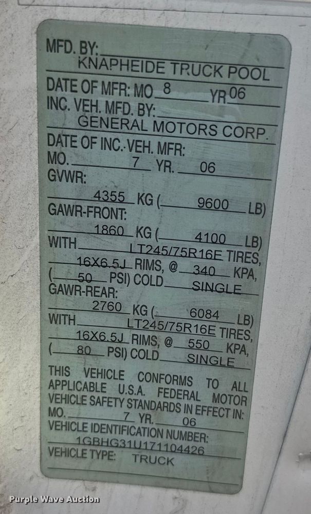 image for item ER2264 2007 Chevrolet Express 3500 Cargo utility van