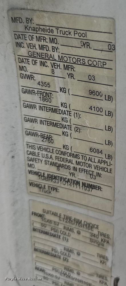 image for item ER2265 2004 Chevrolet Express 3500 Cargo utility van