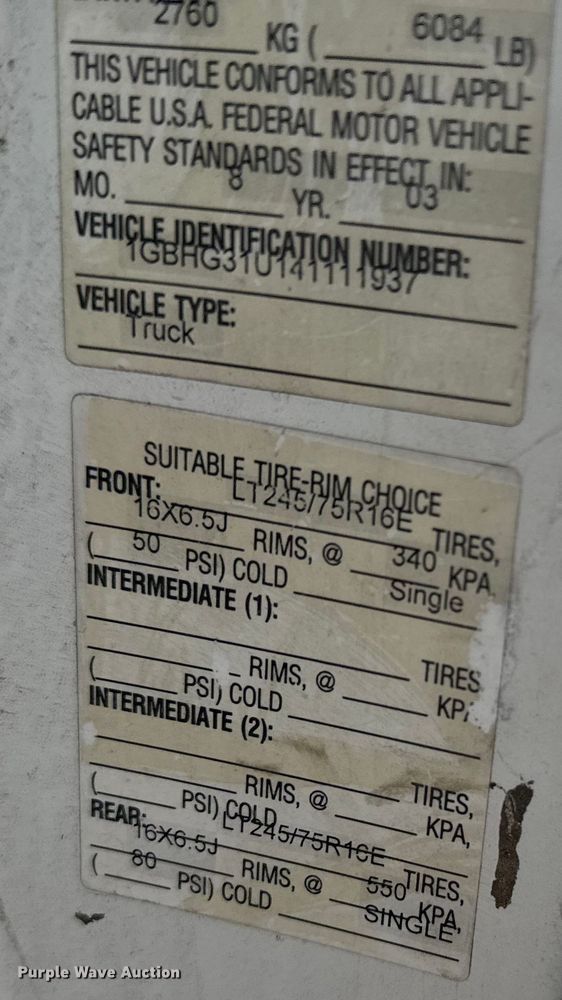 image for item ER2265 2004 Chevrolet Express 3500 Cargo utility van