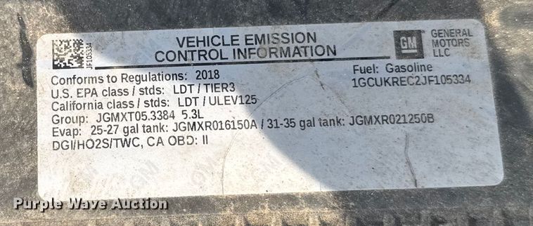 image for item ER2267 2018 Chevrolet Silverado 1500 Crew Cab pickup truck