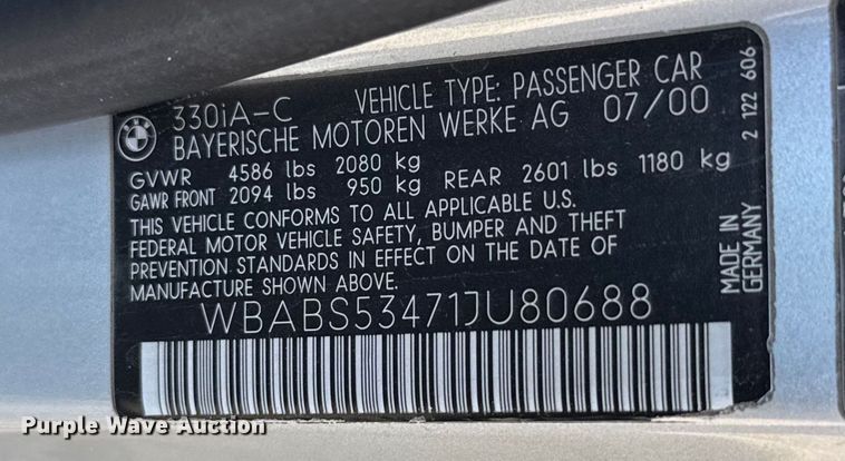 image for item ER2288 2001 BMW 330Ci 