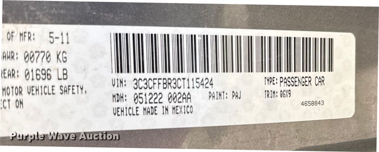 image for item ER2289 2012 Fiat 500 