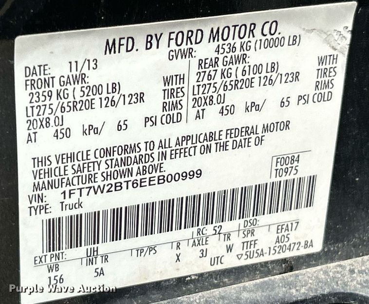 image for item ET3044 2014 Ford F250 Super Duty Lariat  Crew Cab pickup truck