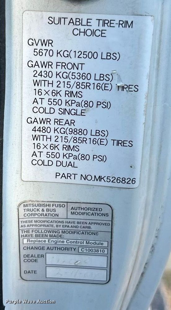 image for item ET3106 2008 Mitsubishi Fuso FE125 box truck