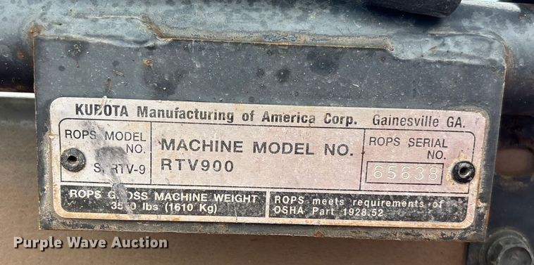 image for item ET4592 Kubota RTV 900 utility vehicle