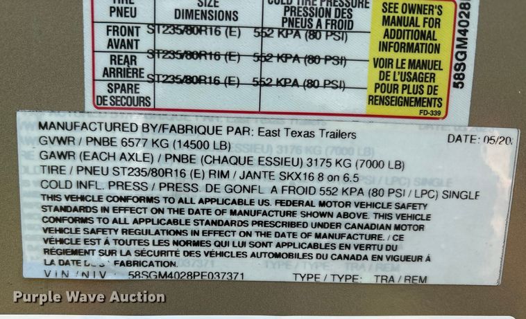 image for item EU0077 2023 East Texas equipment trailer