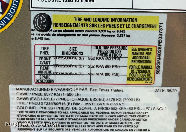 image for item EU0077 2023 East Texas equipment trailer