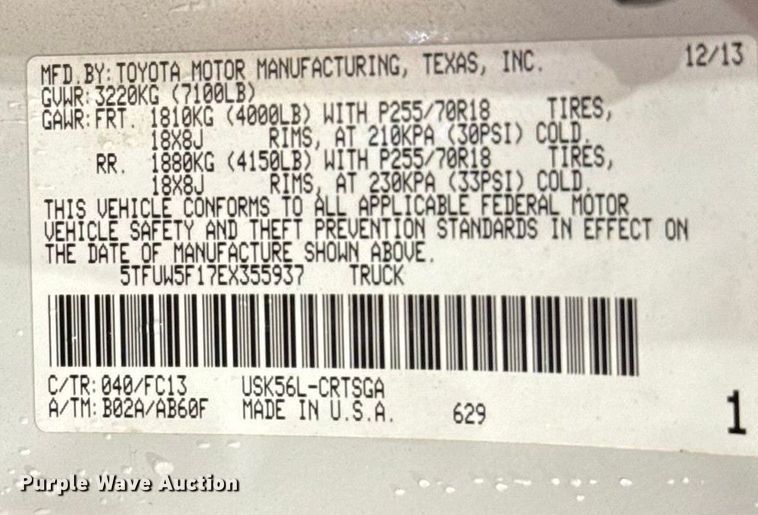 image for item EU2168 2014 Toyota Tundra Double Cab pickup truck