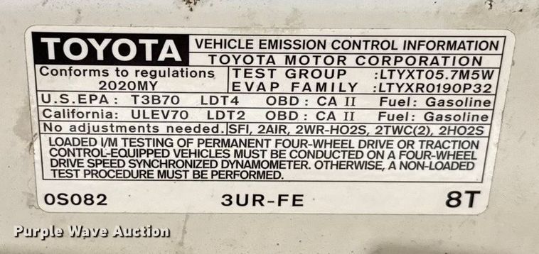 image for item EU2203 2020 Toyota Tundra SR5 Double Cab pickup truck