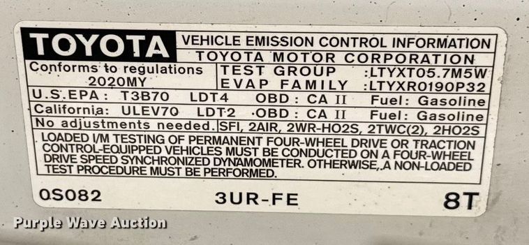 image for item EU2204 2020 Toyota Tundra SR5 Double Cab pickup truck