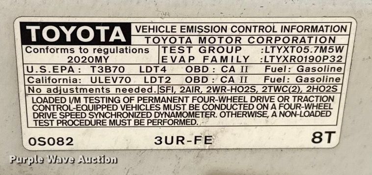 image for item EU2206 2020 Toyota Tundra SR5 Double Cab pickup truck