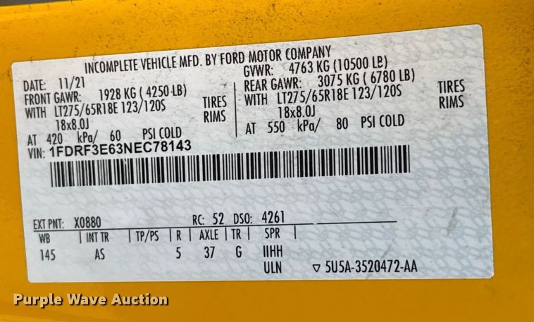 image for item EU2212 2022 Ford F350 Super Duty utility bed pickup truck