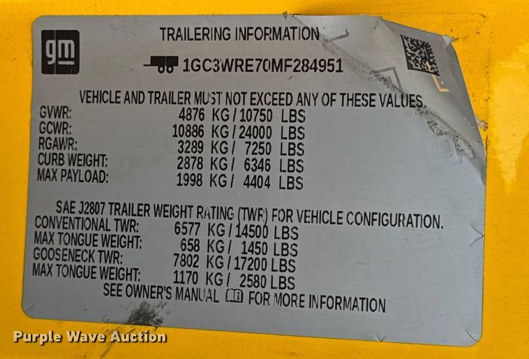 image for item EU2213 2021 Chevrolet Silverado 3500HD utility bed pickup truck