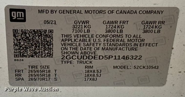 image for item EU2214 2023 Chevrolet Silverado 1500 Crew Cab pickup truck