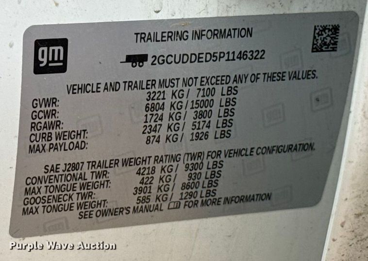 image for item EU2214 2023 Chevrolet Silverado 1500 Crew Cab pickup truck