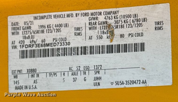 image for item EU2234 2021 Ford F350 Super Duty utility bed pickup truck