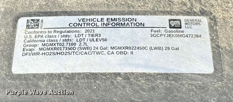 image for item EU2236 2021 Chevrolet Silverado 1500 Crew Cab pickup truck