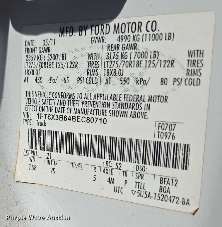 image for item EU3629 2011 Ford F350 Super Duty SuperCab utility bed pickup truck