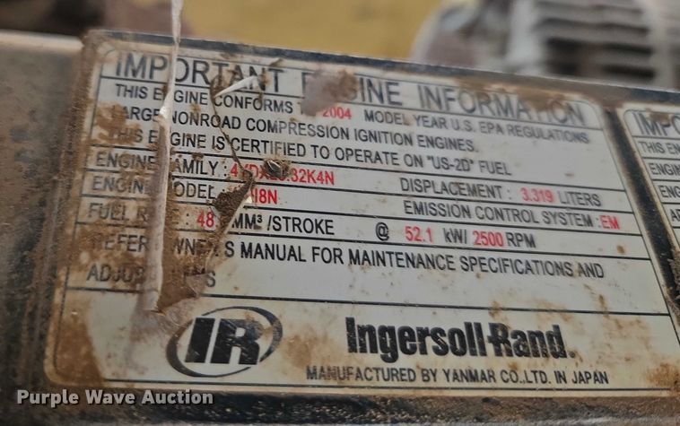 image for item EU3633 2005 Ingersoll Rand P185WIR air compressor