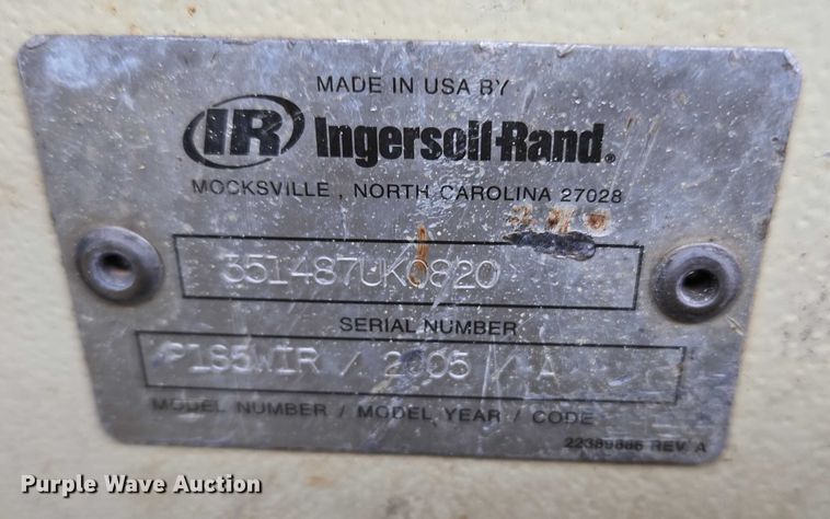 image for item EU3633 2005 Ingersoll Rand P185WIR air compressor