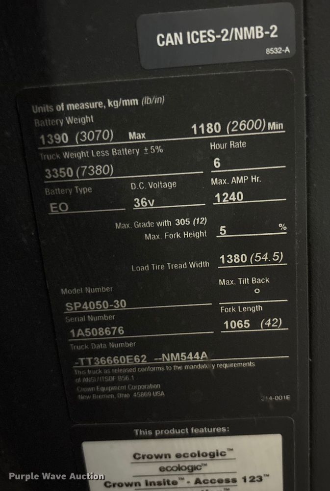 image for item EU4505 2017 Crown SP4050-30 order picker