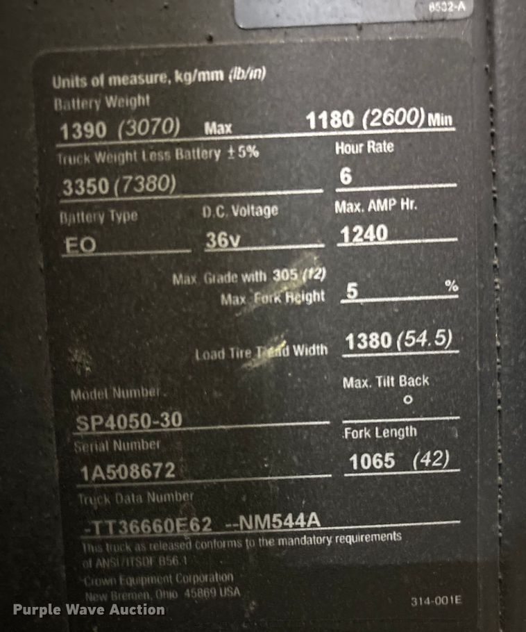 image for item EU4506 2017 Crown SP4050-30 order picker