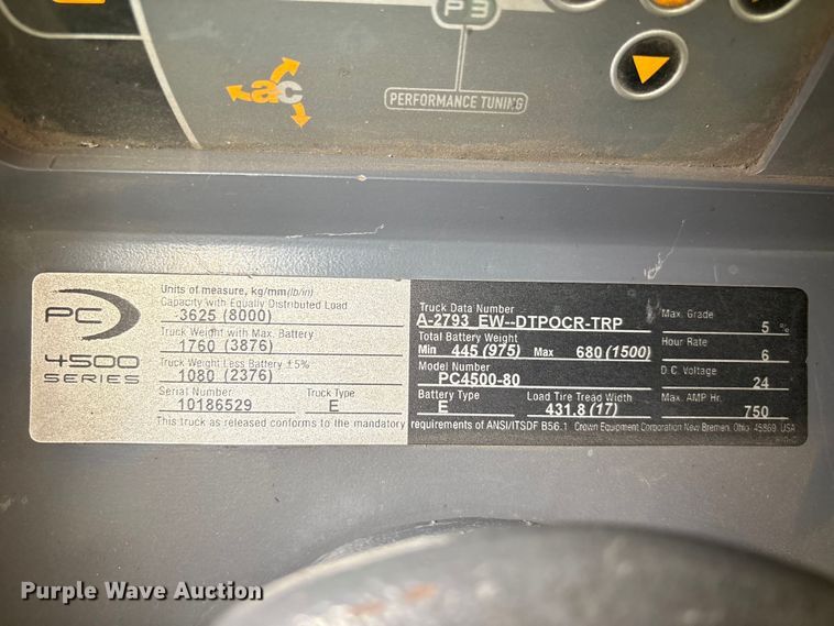 image for item EU4507 2020 Crown PC4500-80 pallet jack