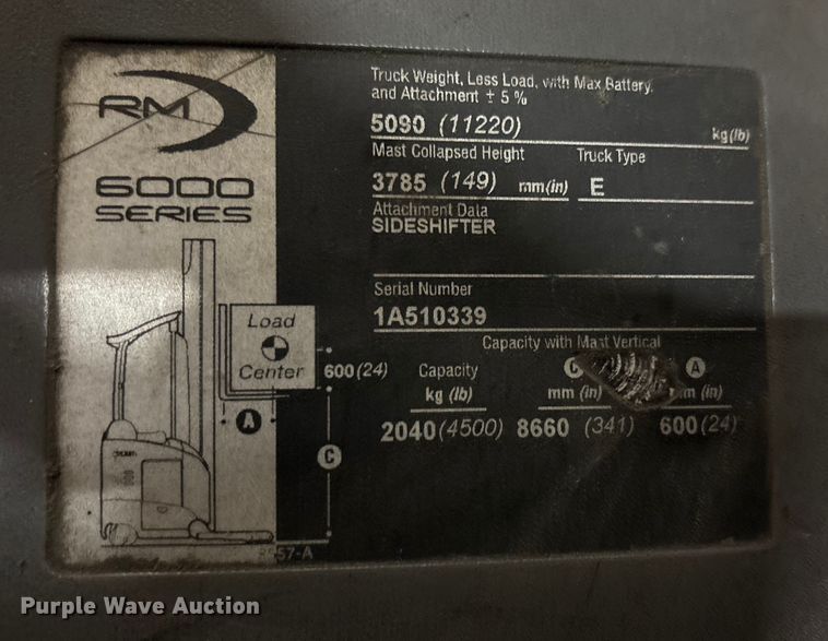 image for item EU4510 2017 Crown RM6095S-45 reach truck