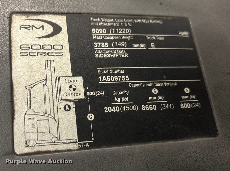 image for item EU4511 2017 Crown RM6095S-45  reach truck