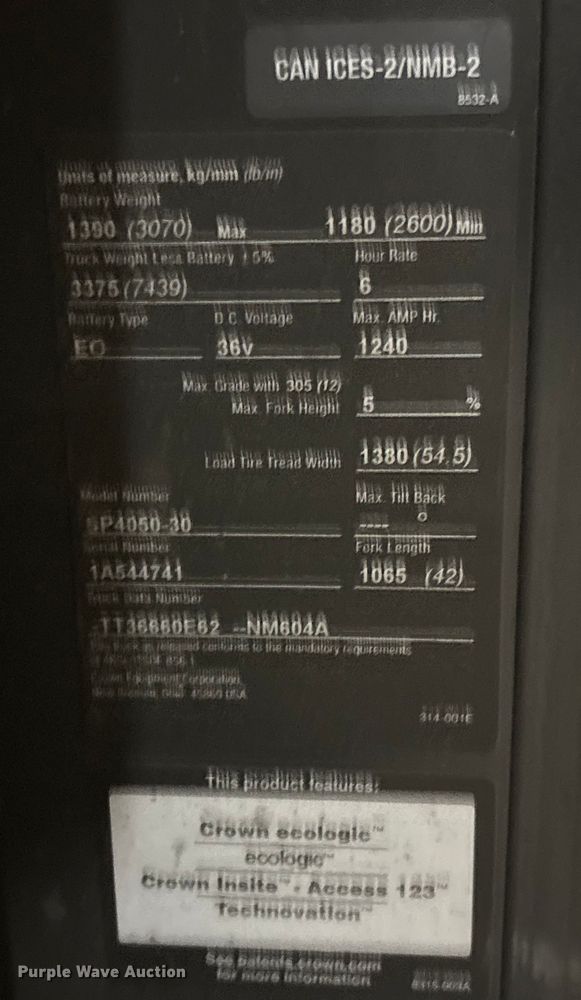 image for item EU4521 2018 Crown SP4050-30 order picker