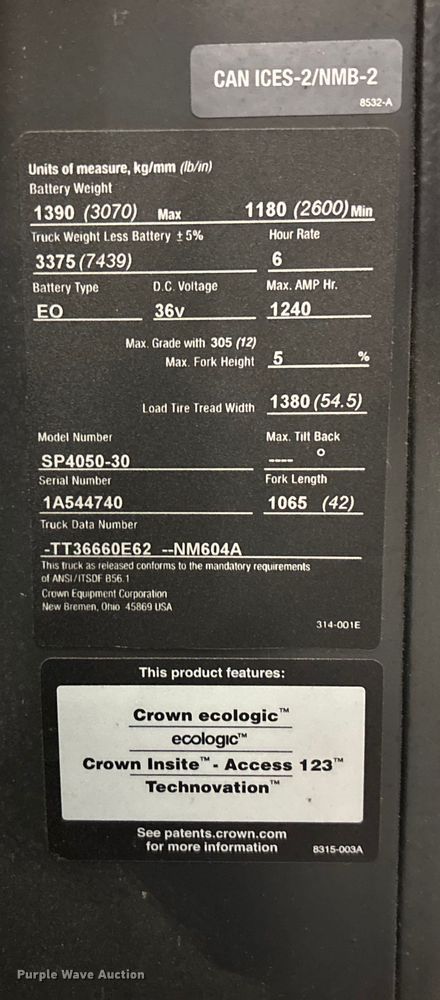 image for item EU4526 2018 Crown SP4050-30 order picker