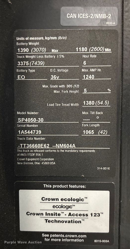 image for item EU4527 2018 Crown SP4050-30 order picker