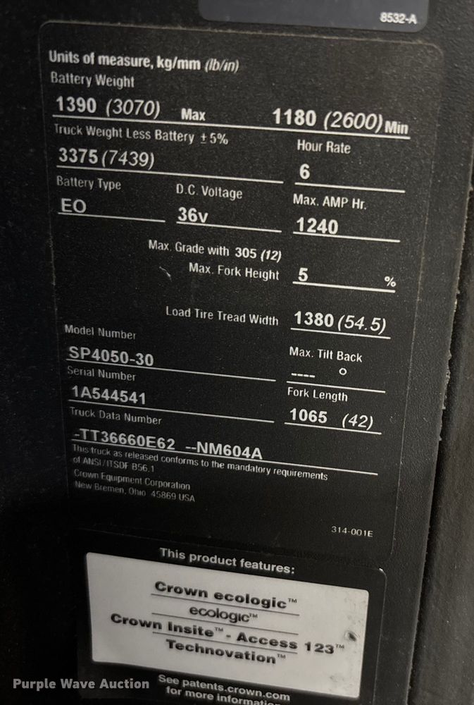 image for item EU4528 2018 Crown SP4050-30 order picker