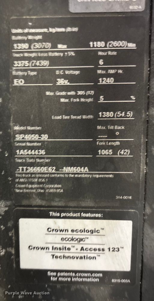 image for item EU4534 2018 Crown SP4050-30 order picker