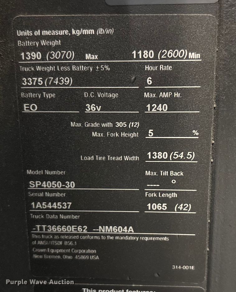 image for item EU4536 2018 Crown SP4050-30 order picker